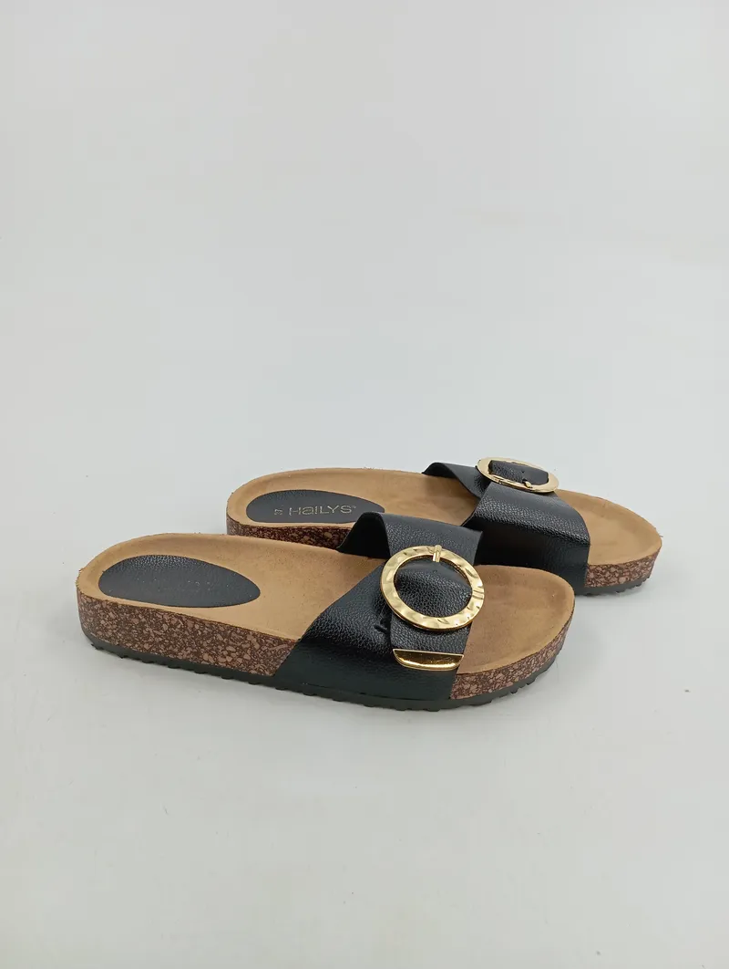 Hailys Damen Pantoletten Gr. 37 Schwarz Casual Sandalen Slip-On 2