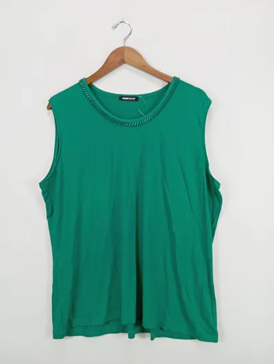 Frank Walder Damen T-Shirt Gr. 52 Grün Casual Ärmellos