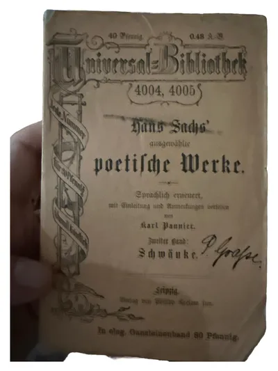 Reclam Hans Sachs Schwänke Universal-Bibliothek Lyrik Gedichtband Humor