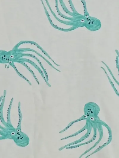 Petit Bateau Kinder Unterhemd Tintenfisch Oktopus Gr. 128 Weiß Türkis