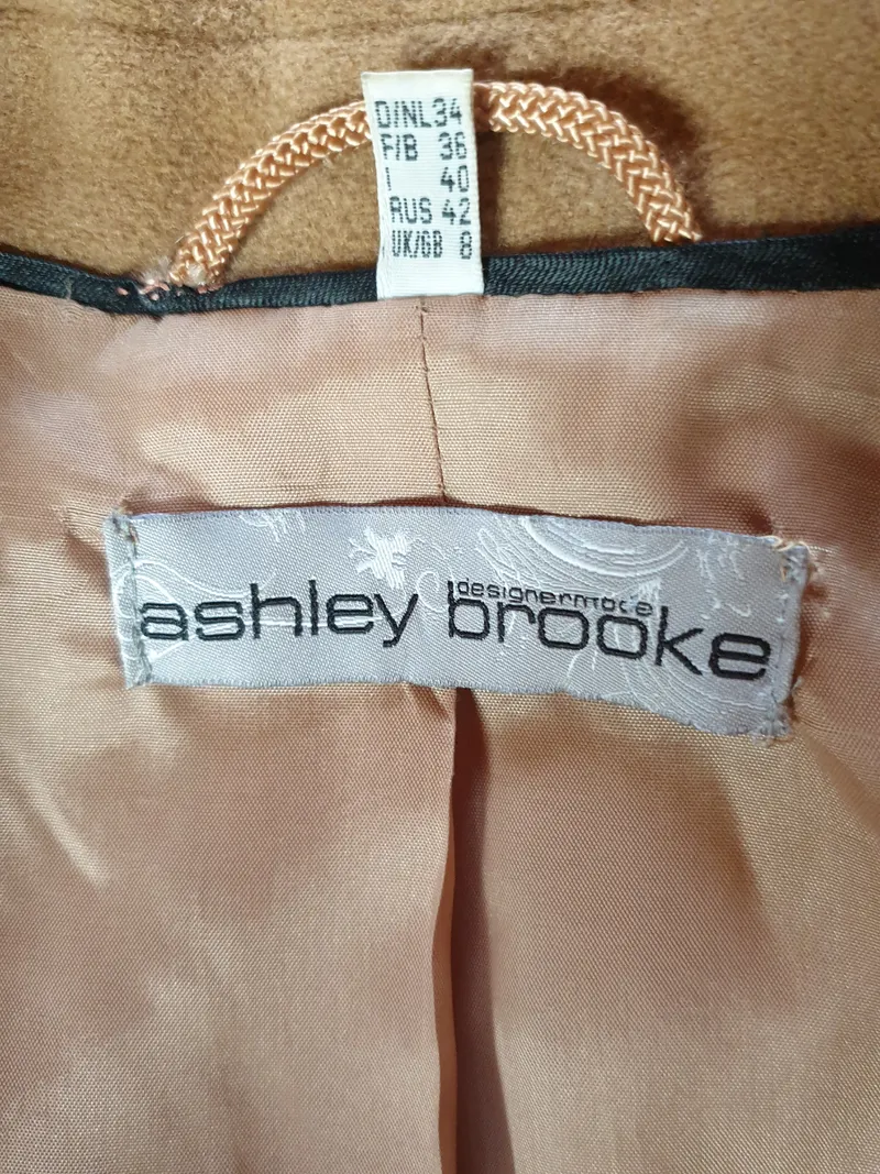 Ashley Brooke Damen Wollmantel Gr. 34 Beige Kaschmir Klassisch Elegant 2