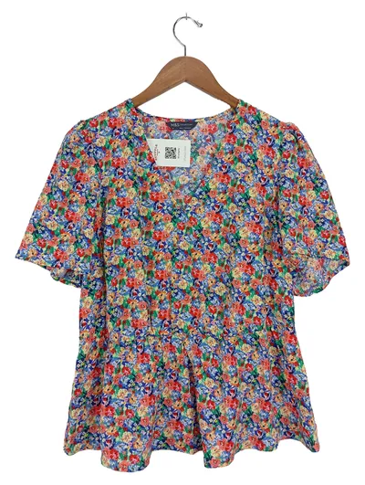 M&S Damen Bluse Blumenmuster Mehrfarbig Gr. 42/XL Casual Kurzarm