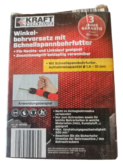 Winkelbohrvorsatz Schnellspannbohrfutter 1,5-10mm Bohrmaschine Winkelaufsatz