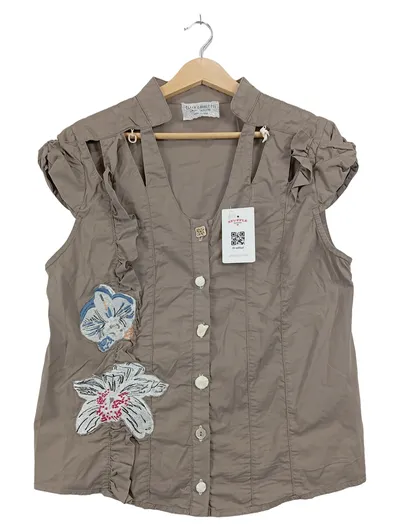 Elisa Cavaletti Damen Bluse Gr. 38;M Braun Charmant Blumen Rüschen