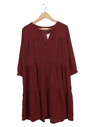 iSilk Damen Freizeitkleid Rot Grafisch Gr. 38/M Elegant Midikleid