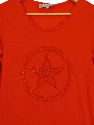 THOM by Thomas Rath Damen T-Shirt Gr. 36 Orange Sterne Glitzer Freizeit