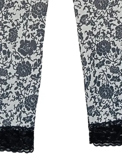 Ellenor Damen Stoffhose Blumenmuster Spitze Gr. 36 Mehrfarbig Freizeit