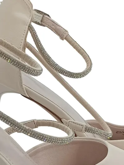Pesaro Damen Brautschuhe Pumps Elegant Beige Gr. 39 mit Strass-Riemen Hochzeit