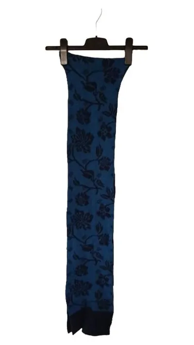 Finesse Damen Schal Elegant Blumenmuster Wolle Blau 90x20 cm