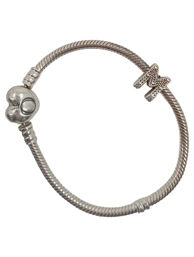 Pandora Moments Schlangenkettenarmband Damen 17cm Silber Herz Schriftzug