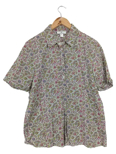 Peter Hahn Damen Hemdbluse Kurzarm Blumenmuster Mehrfarbig Gr. 42