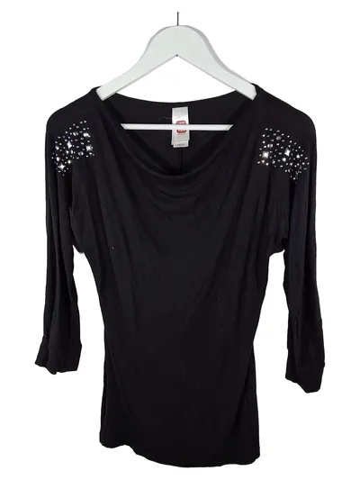Here & There Langarmshirt Gr. 158/164 Schwarz Strasssteine Elegant