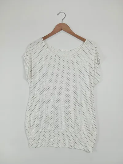 LASCANA Damen T-Shirt mit Punkten Gr. 44/46 Weiß Casual
