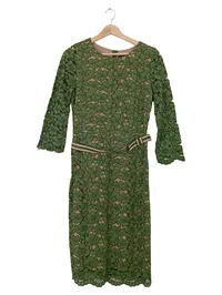 Hallhuber Damen Spitzenkleid Gr. 36 Grün Floral Langarm Elegant 1