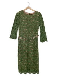 Hallhuber Damen Spitzenkleid Gr. 36 Grün Floral Langarm Elegant 2