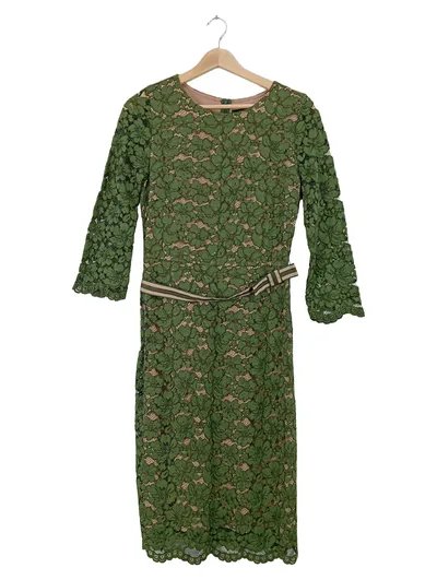 Hallhuber Damen Spitzenkleid Gr. 36 Grün Floral Langarm Elegant