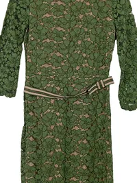 Hallhuber Damen Spitzenkleid Gr. 36 Grün Floral Langarm Elegant 4