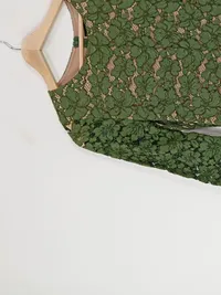 Hallhuber Damen Spitzenkleid Gr. 36 Grün Floral Langarm Elegant 5
