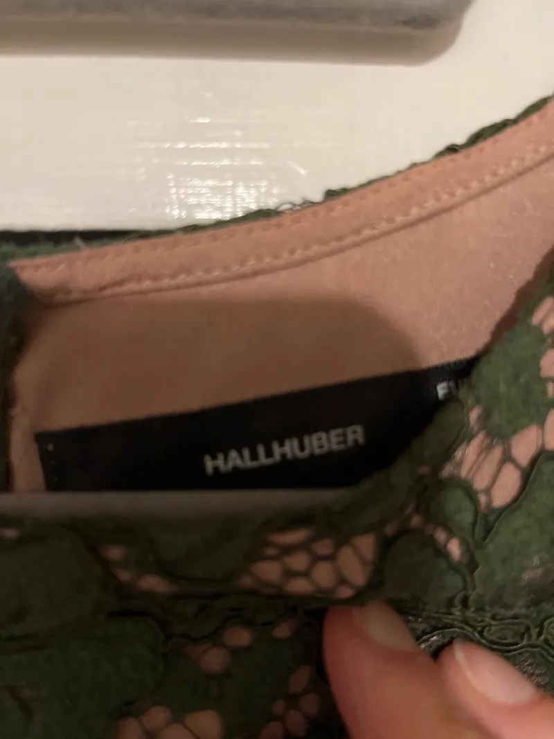 Hallhuber Damen Spitzenkleid Gr. 36 Grün Floral Langarm Elegant 6