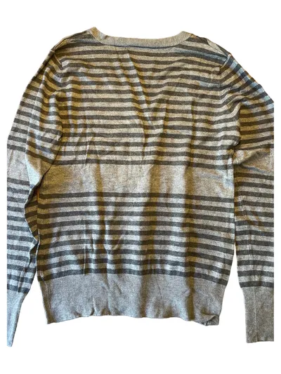 Grain de Malice Damen Strickjacke gestreift Gr. 38 Casual Grau