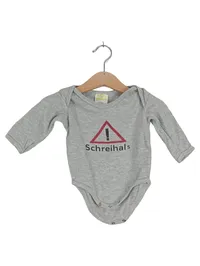 DIMO Baby Body Langarm Grau Gr. 62/68 mit Spruch Schreihals 1