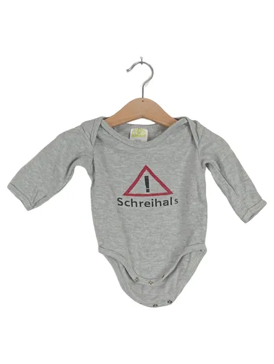 DIMO Baby Body Langarm Grau Gr. 62/68 mit Spruch Schreihals