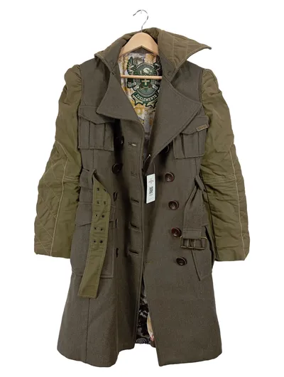 Zu Elements Damen Wollmantel Military Trenchcoat Oliv Gr. S/36