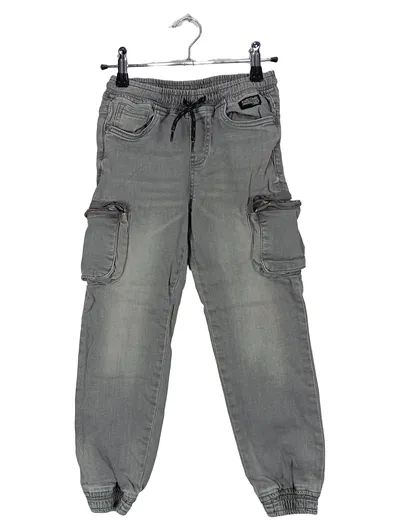 dopodopo Kinder Cargohose Jeans Jogger Grau Gr. 128 Jungen