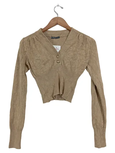 ELLA Damen Strickpullover Beige Gr. 36;S Casual Strukturmuster Langarm