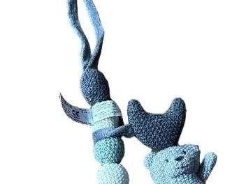 Prénatal Kinderwagenkette Hase Stern Blau Grau Strick 62cm Baby