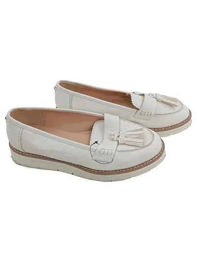 Anna Field Damen Loafer Slipper mit Quasten Klassisch Weiß Gr. 39