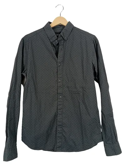 ONLY & SONS Herren Business Hemd Langarm Grau Gr. 46/S Baumwolle Gepunktet