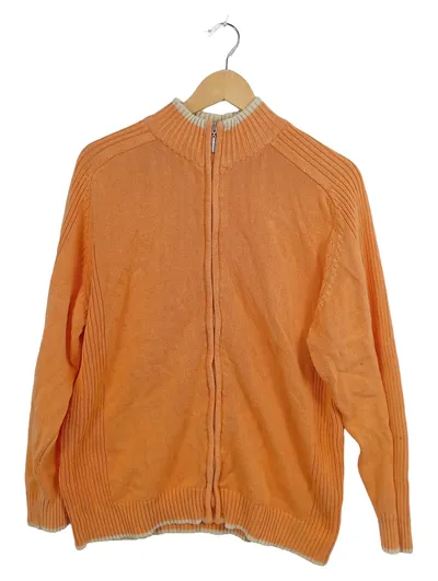 Barisal Herren Strickjacke Gr. 38 Orange Casual Baumwolle Reißverschluss