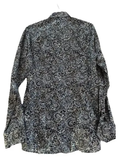 MARVELIS Body Fit Herrenhemd Gr. 39 Langarm Paisley Blau Baumwolle