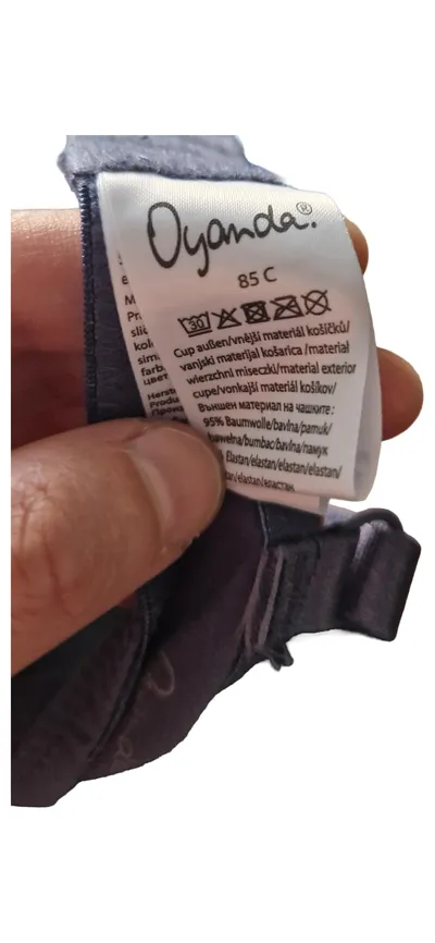 Oyanda Damen Bügel-BH Blau 85C Baumwolle Spitzendetails Basic
