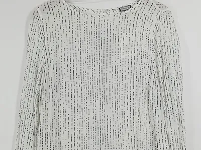 Kenny S. Damen Bluse Gr. 38 Weiß Gestreift Langarm Casual