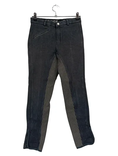 Pfiff Reithose Damen Gr. 40 Schwarz Leder Punkte Reitsport