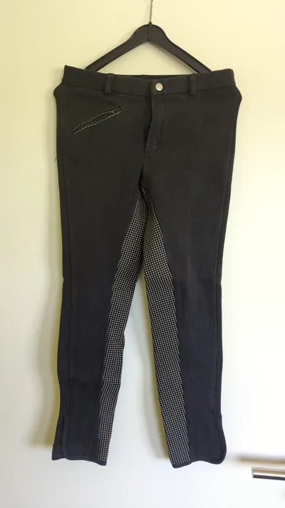 Pfiff Reithose Damen Gr. 40 Schwarz Leder Punkte Reitsport