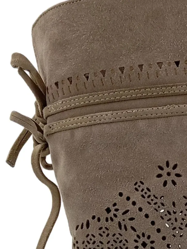 Born Damen Stiefel Gr. 42 Beige Wildleder Lochmuster Bohemian 4