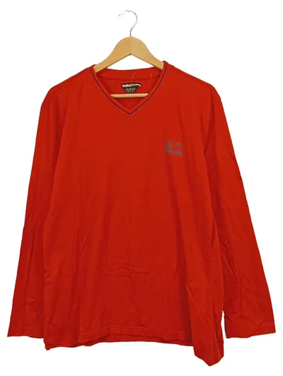 Atlas For Men Herren Langarmshirt Gr. 40 Rot Casual V-Ausschnitt