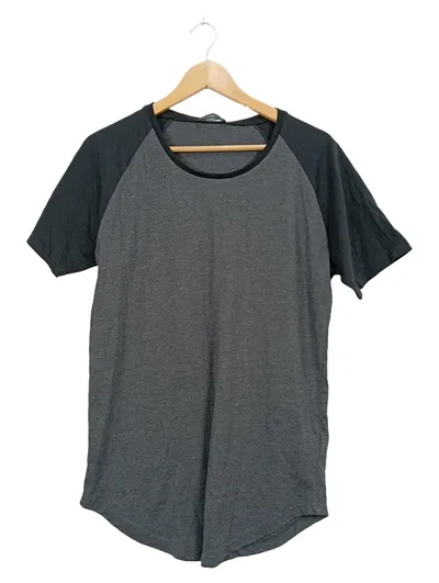 Amaci & Sons Herren Baseball T-Shirt Raglan Grau Schwarz Gr. L