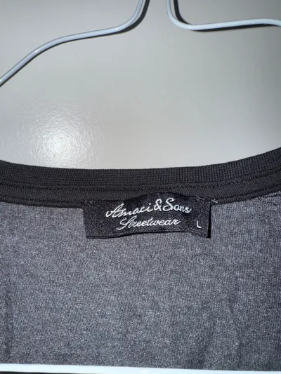 Amaci & Sons Herren Baseball T-Shirt Raglan Grau Schwarz Gr. L