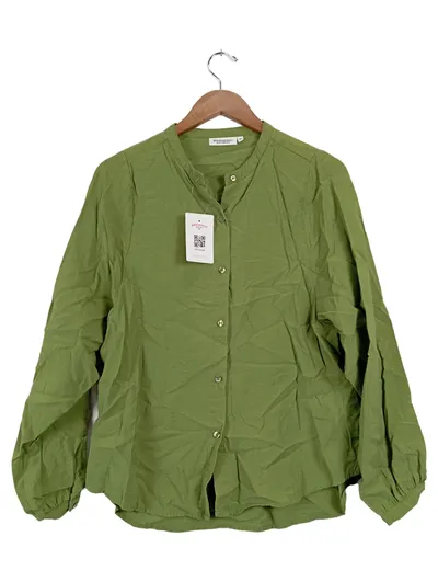 Broadway Damen Bluse Langarm Uni Grün Gr. 38/M Freizeit Viskose