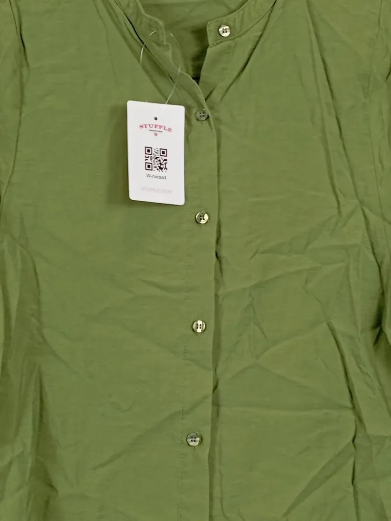 Broadway Damen Bluse Langarm Uni Grün Gr. 38/M Freizeit Viskose 3