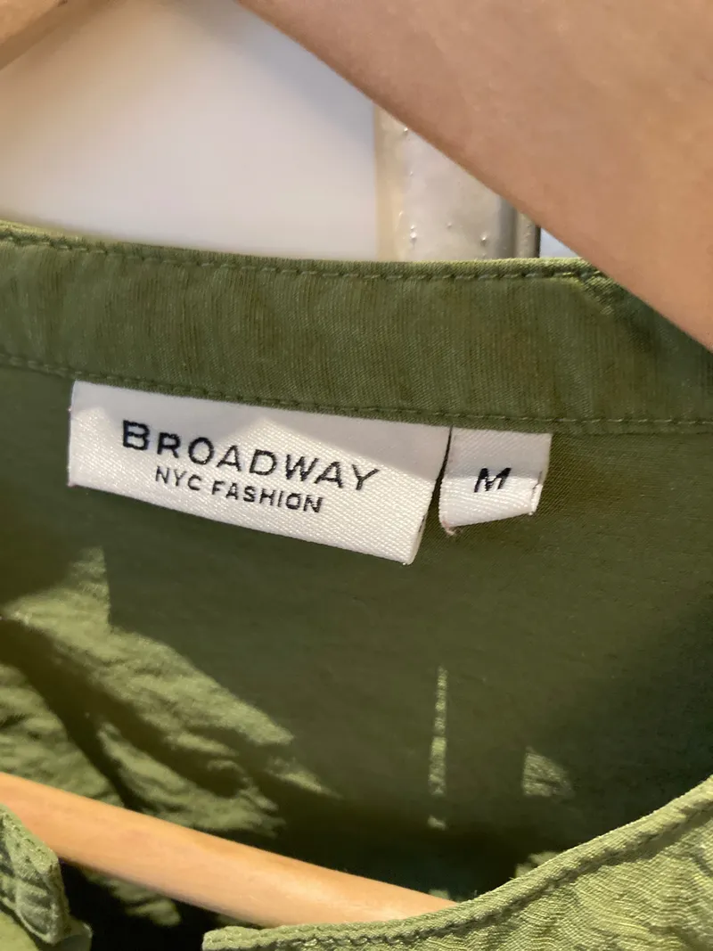Broadway Damen Bluse Langarm Uni Grün Gr. 38/M Freizeit Viskose 5