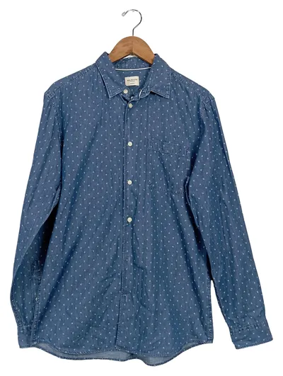 SELECTED HOMME Herren Business Hemd Langarm Blau L 50 Grafik Muster Baumwolle