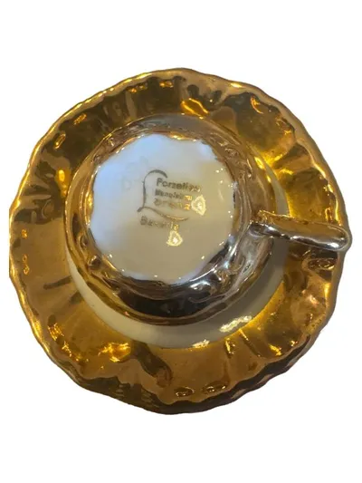 Lorenz Porzellan Tasse Untertasse Gold Luxuriös Festlich 11cm