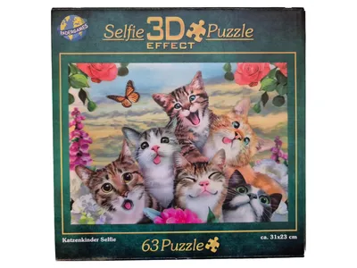 PADERGAMES 3D Puzzle Katzen Selfie 63 Teile Kinder Tiere Blumen