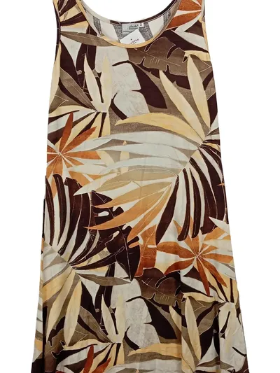 CLAUDIO BESSONI Damen Freizeitkleid Blattmuster Mehrfarbig Gr. 42;XL