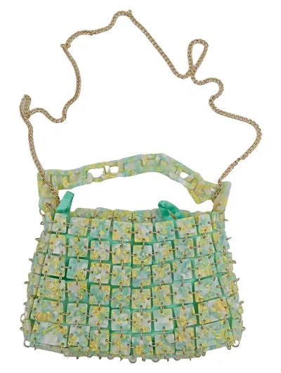Uterqüe Henkeltasche Damen Kettengriff Quadratisches Muster Mehrfarbig Modisch